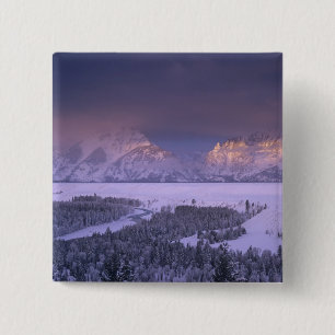 Teton Range from Snake River Overlook, Grand 15 Cm Square Badge