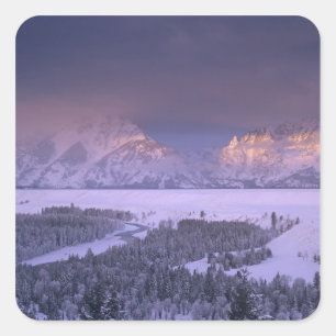 Teton Range from Snake River Overlook, Grand Square Sticker