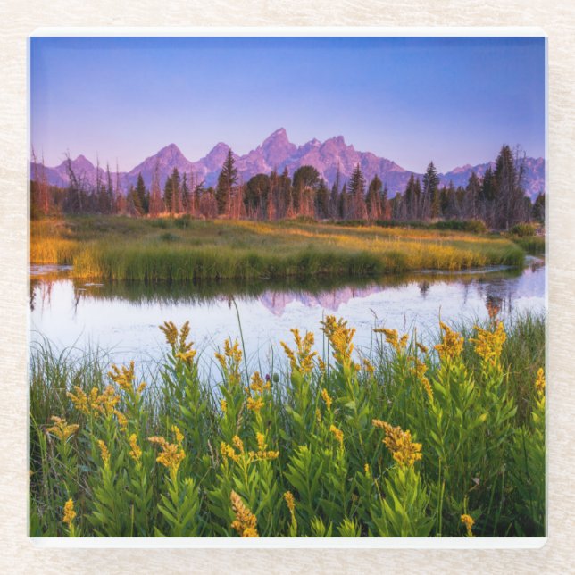Teton Sunrise Glass Coaster (Front)