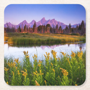 Teton Sunrise Square Paper Coaster