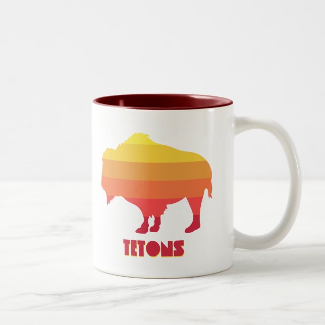 Tetons Bison Two-Tone Coffee Mug (Right)