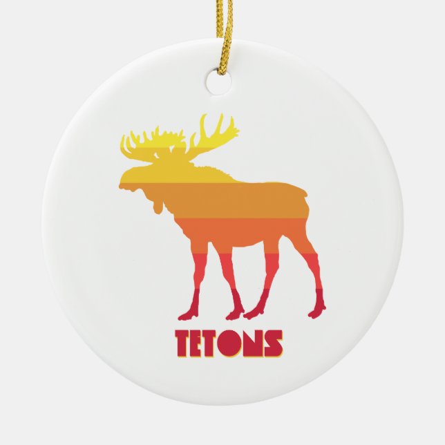 Tetons Moose Ceramic Tree Decoration (Front)