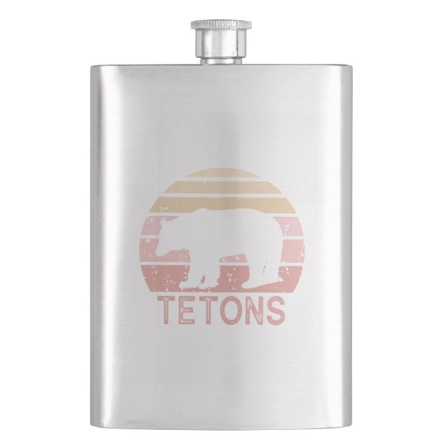 Tetons Retro Bear Hip Flask (Front)