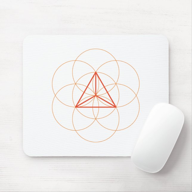 Tetrahedron Sacred Geometry Mouse Pad – Red-Orange (With Mouse)