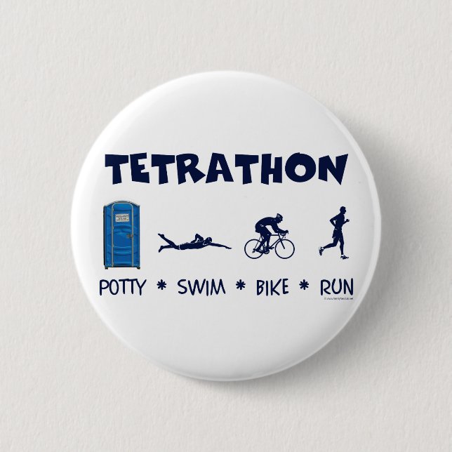 Tetrathon Triathlon T-shirt 6 Cm Round Badge (Front)