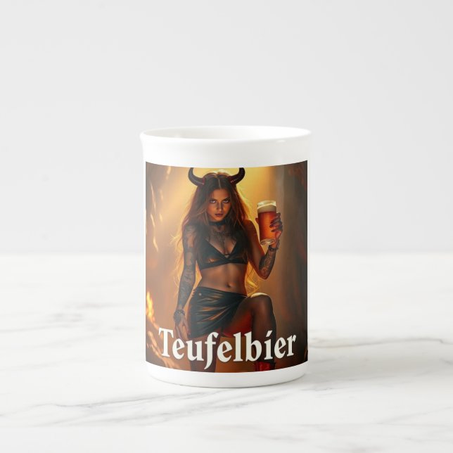 Teufelbier: straight from hell bone china mug (Front)