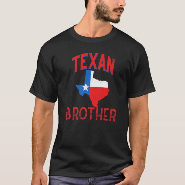Texan Brother Flag Texas Vintage Proud T-Shirt (Front)