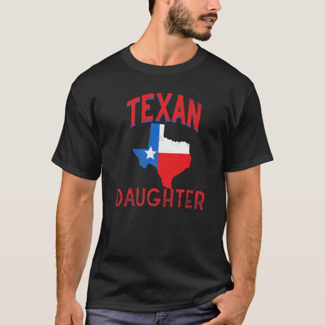 Texan Daughter Texas Vintage Proud Flag T-Shirt (Front)