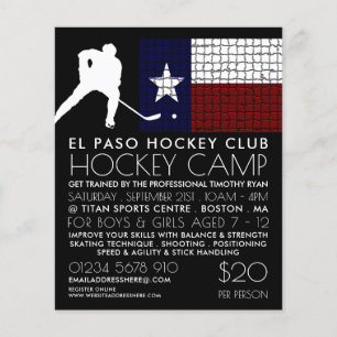 Texan Flag, Hockey Player, Camp Advertising  Flyer