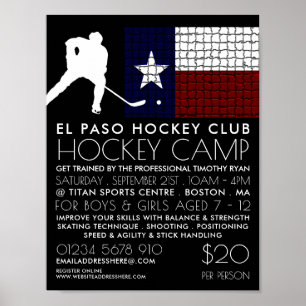 Texan Flag, Hockey Player, Camp Advertising Poster