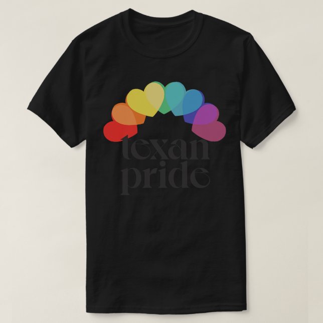 Texan Pride Rainbow Hearts Aesthetic Design T-Shirt (Design Front)