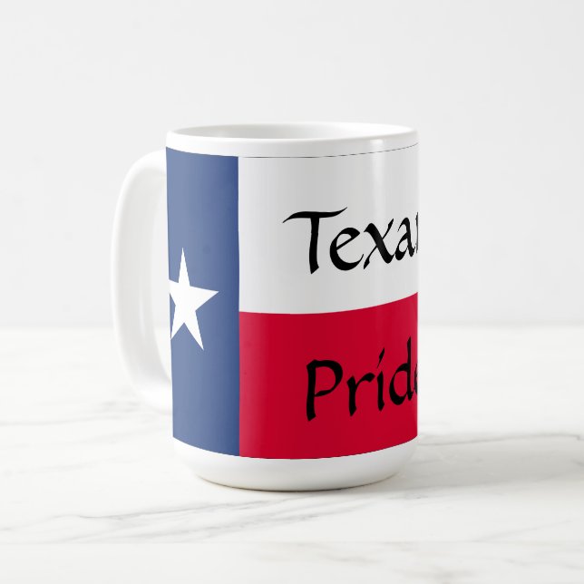Texan Pride, Texas Flag with Bluebonnets, Mug (Front Left)