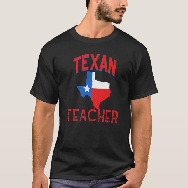 Texan Teacher Flag Proud Texas Vintage T-Shirt (Front)