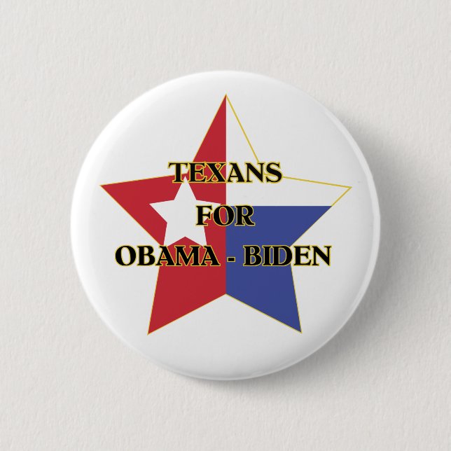Texans for Obama-Biden 6 Cm Round Badge (Front)