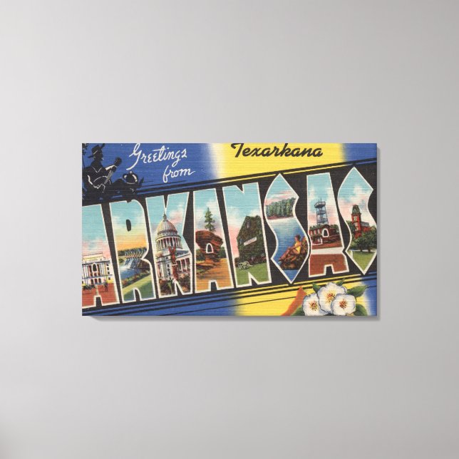 Texarkana, Arkansas - Large Letter Scenes Canvas Print (Front)