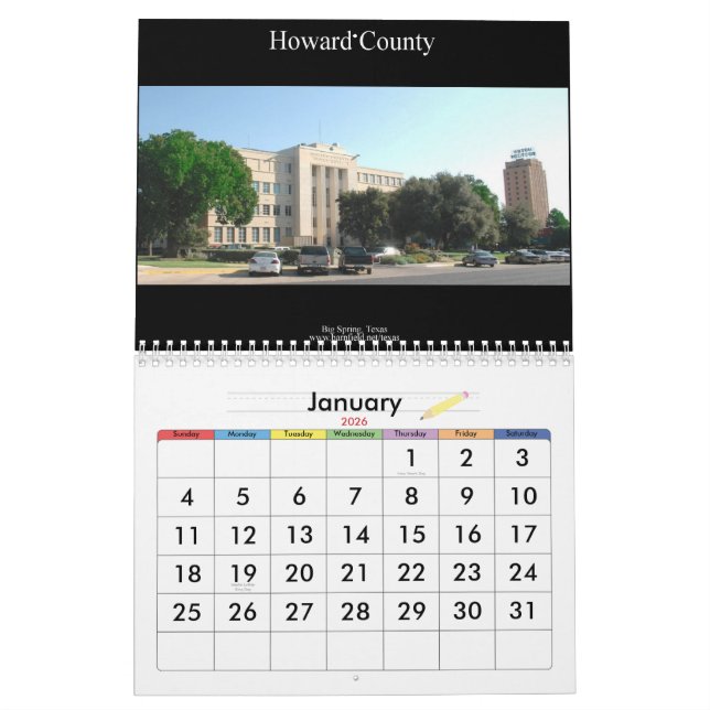 Texas 12 County Courthouse Wall Calendar (Jan 2026)