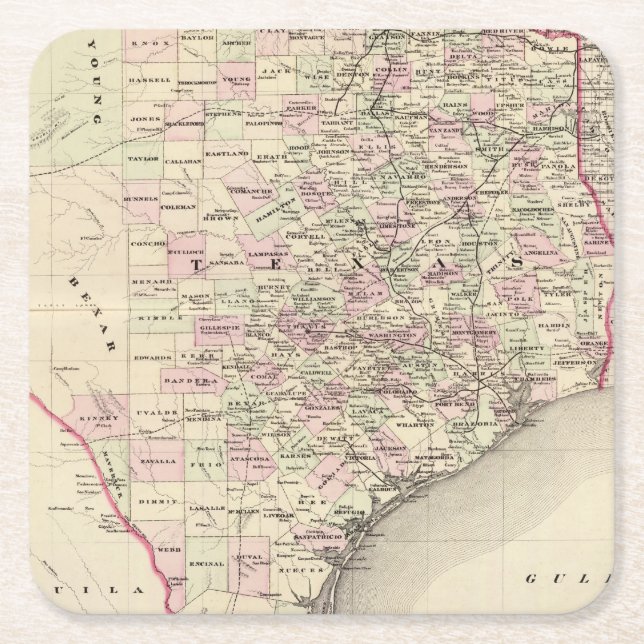 Texas 12 square paper coaster (Front)