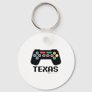 Texas 8-bit Gamer State Key Ring