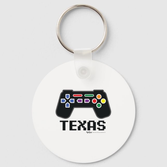 Texas 8-bit Gamer State  Key Ring (Front)