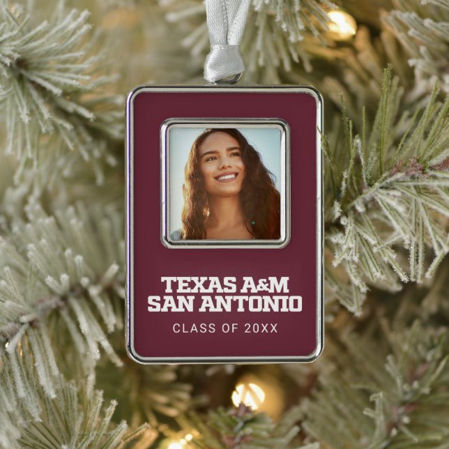Texas A&M San Antonio Silver Plated Framed Ornament (Tree)