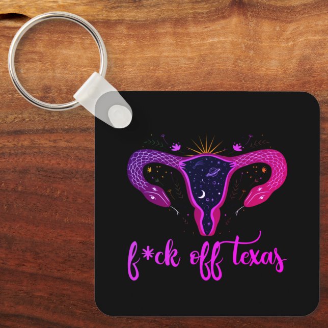 Texas Abortion Ban Celestial Uterus Protest   Key Ring (Front)