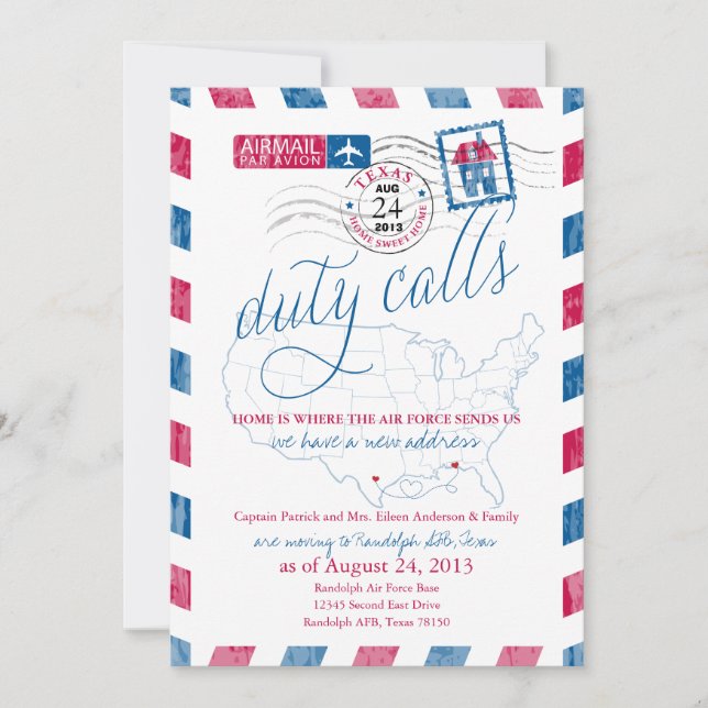 Texas Airmail Military Moving Announcement (Front)