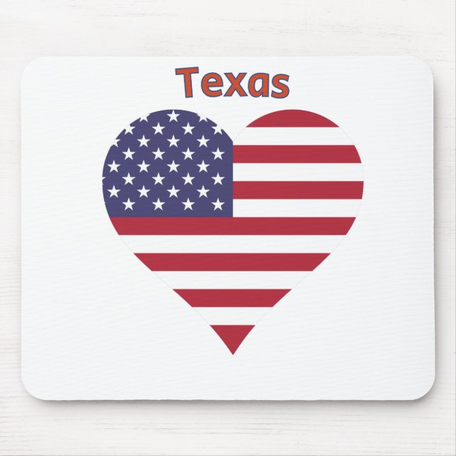 Texas American Flag Heart Mouse Mat (Front)