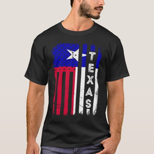 Texas American Flag Home State of Texas Flag T-Shirt (Front)