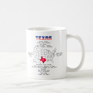 Texas American state on a map and useful info Coffee Mug
