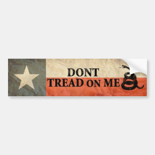 Texas and Don’t Tread on Me Flag Together Bumper Sticker