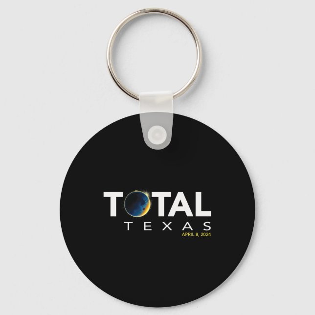 Texas April 8 Total Solar Eclipse 2024  Key Ring (Front)