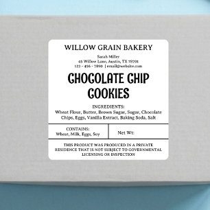 Texas Bakery Cottage Law Food Licence Label