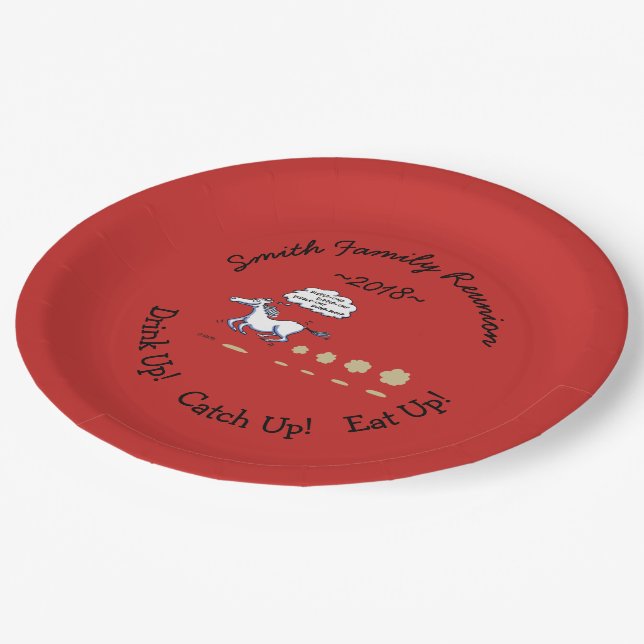 Texas BBQ Family Reunion Funny Western Theme Paper Plate (Angled)