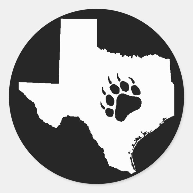 Texas Bear Paw Classic Round Sticker (Front)