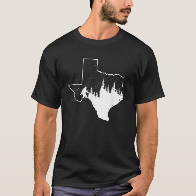Texas Bigfoot Gift Sasquatch Silhouette State Prid T-Shirt (Front)