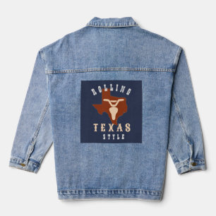 Texas Bike Steer Rolling Texas Style Denim Jacket