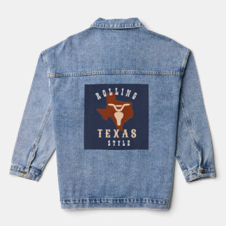 Texas Bike Steer Rolling Texas Style Denim Jacket