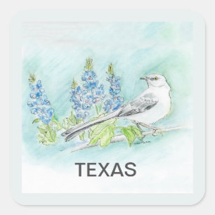 Texas bird flower square sticker