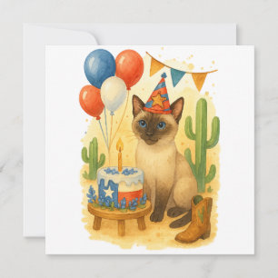 Texas Birthday Themed for Cat Lovers Holiday Card
