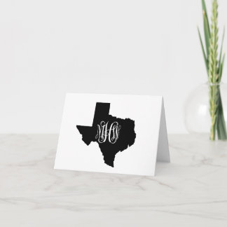 Texas Black White 3 Init Vine Monogram DIY BG Sv Thank You Card