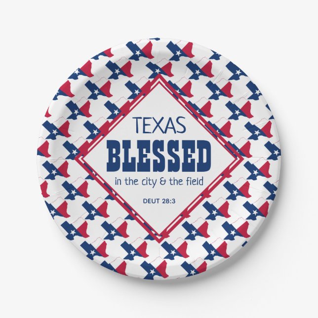 TEXAS Blessed Christian Paper Plate (Front)
