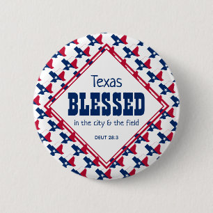 TEXAS BLESSED City Field Deuteronomy Christian 6 Cm Round Badge