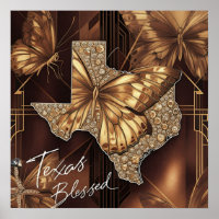 Texas Blessed: Golden Butterfly Art Deco Collage