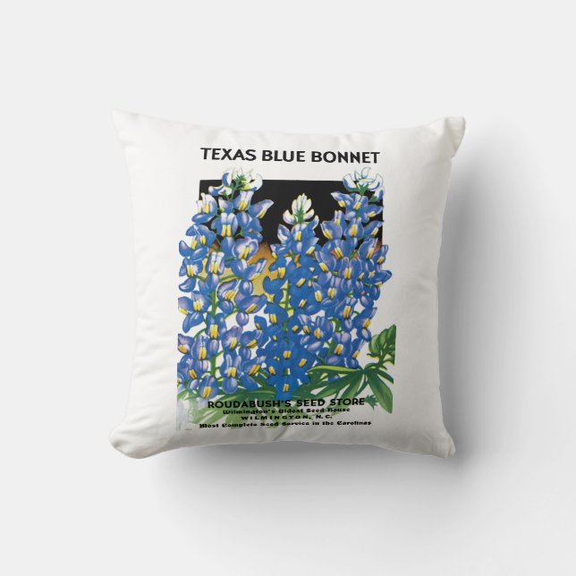 Texas Blue Bonnet Seed Packet Label Cushion (Front)