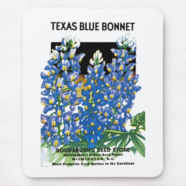 Texas Blue Bonnet Seed Packet Label Mouse Mat (Front)
