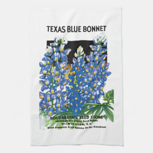 Texas Blue Bonnet Seed Packet Label Tea Towel