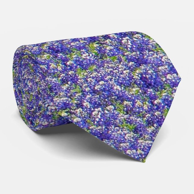 Texas Blue Bonnets Tie (Rolled)