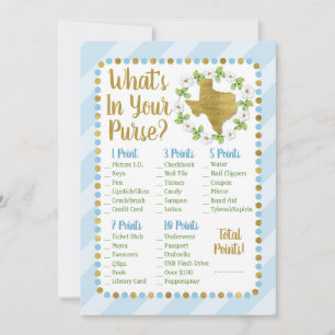 Texas Blue Gold What's In Your Purse Shower Game