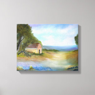 Texas Bluebells Squatter Shack Landscape Canvas Print