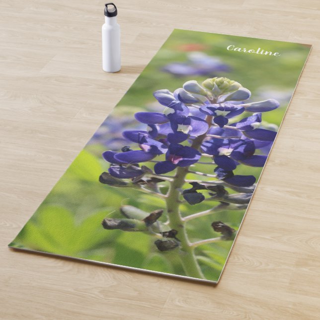 Texas Bluebonnet (blue back), Personalised Yoga Mat (In Situ)